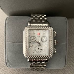 Michele Deco Stainless Diamond Watch